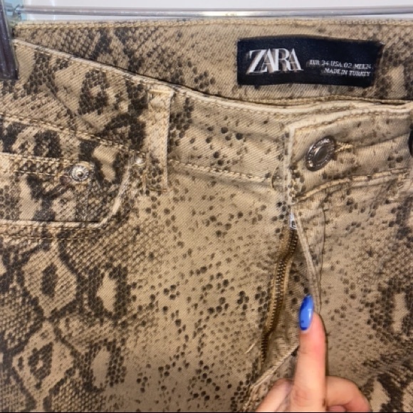 Zara Python Snake Print Fade Out Skinny Jeans NWT - Picture 8 of 10